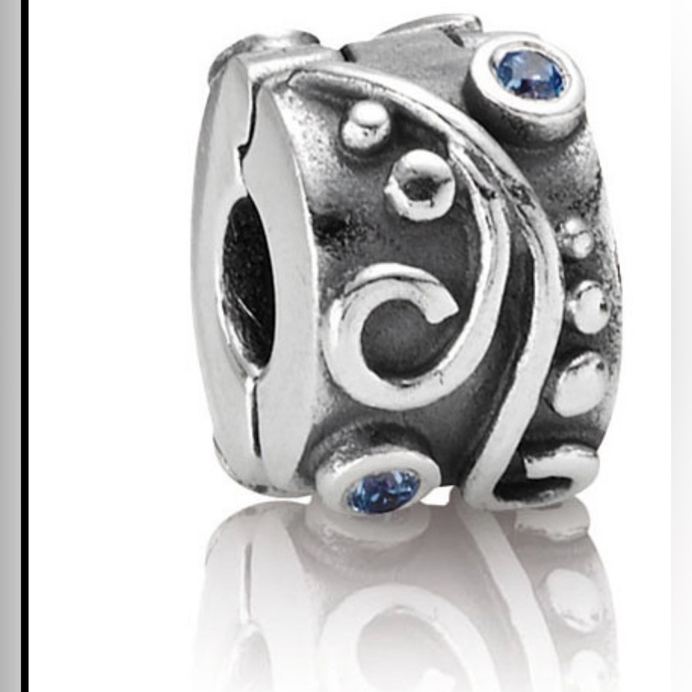 Authentic Pandora Retired  ‘Blue Tendril’ Oxidized S925 Ale CZ Clip charm